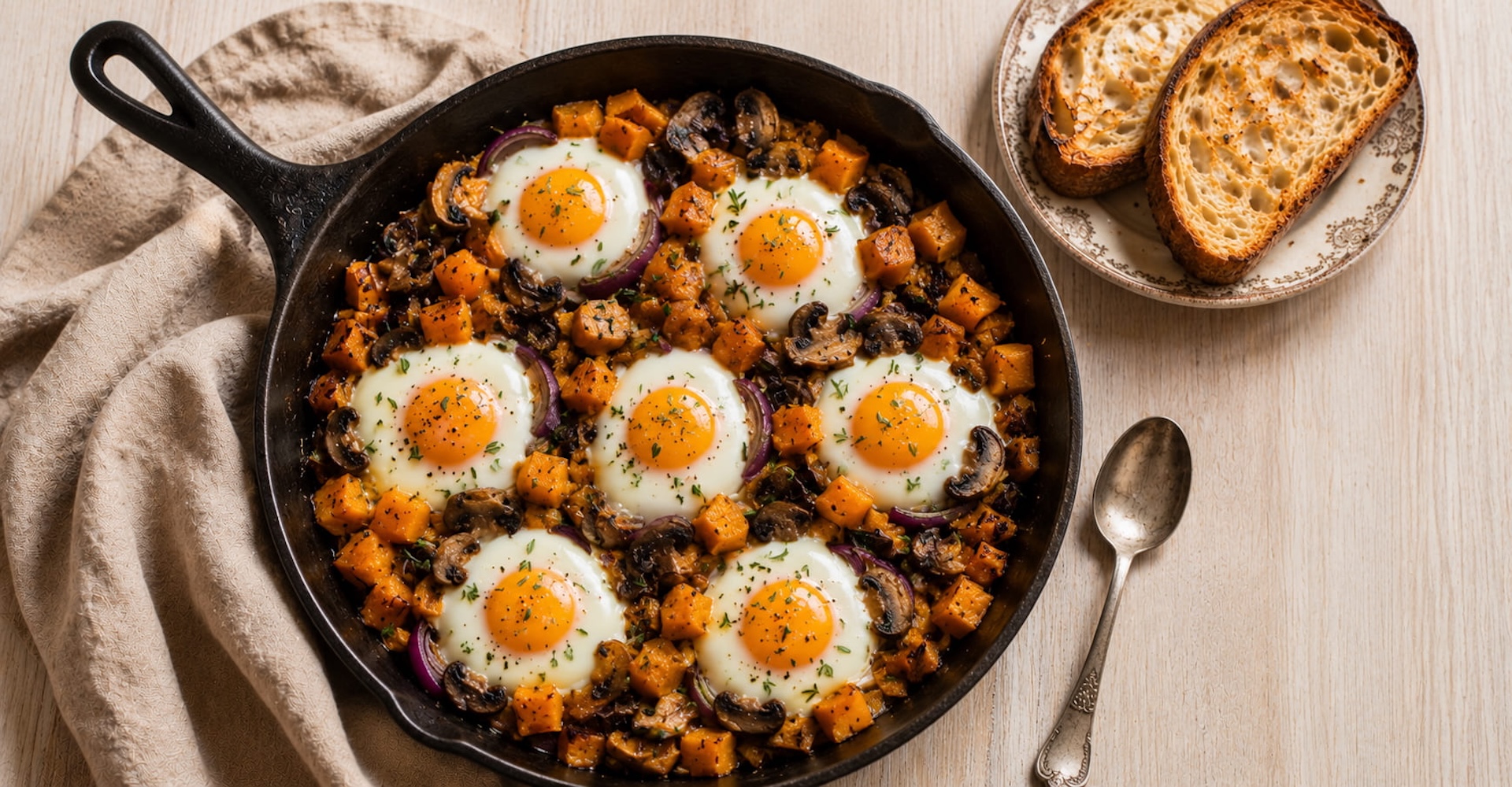 Ovos no forno com abóbora e cogumelos uma receita simples para receber setembro
